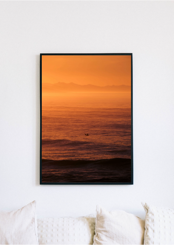 Mockup de l'oeuvre soleil couchant de claire favry, photographe
